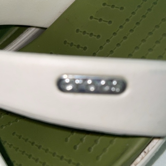 Crocs Patricia Wedge Sandals. White upper with a green footbed. Size 8 - Picture 8 of 10